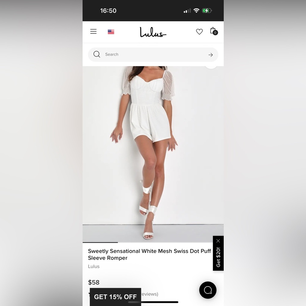 Lulu's White Mesh Swiss Dot Puff Sleeve Romper